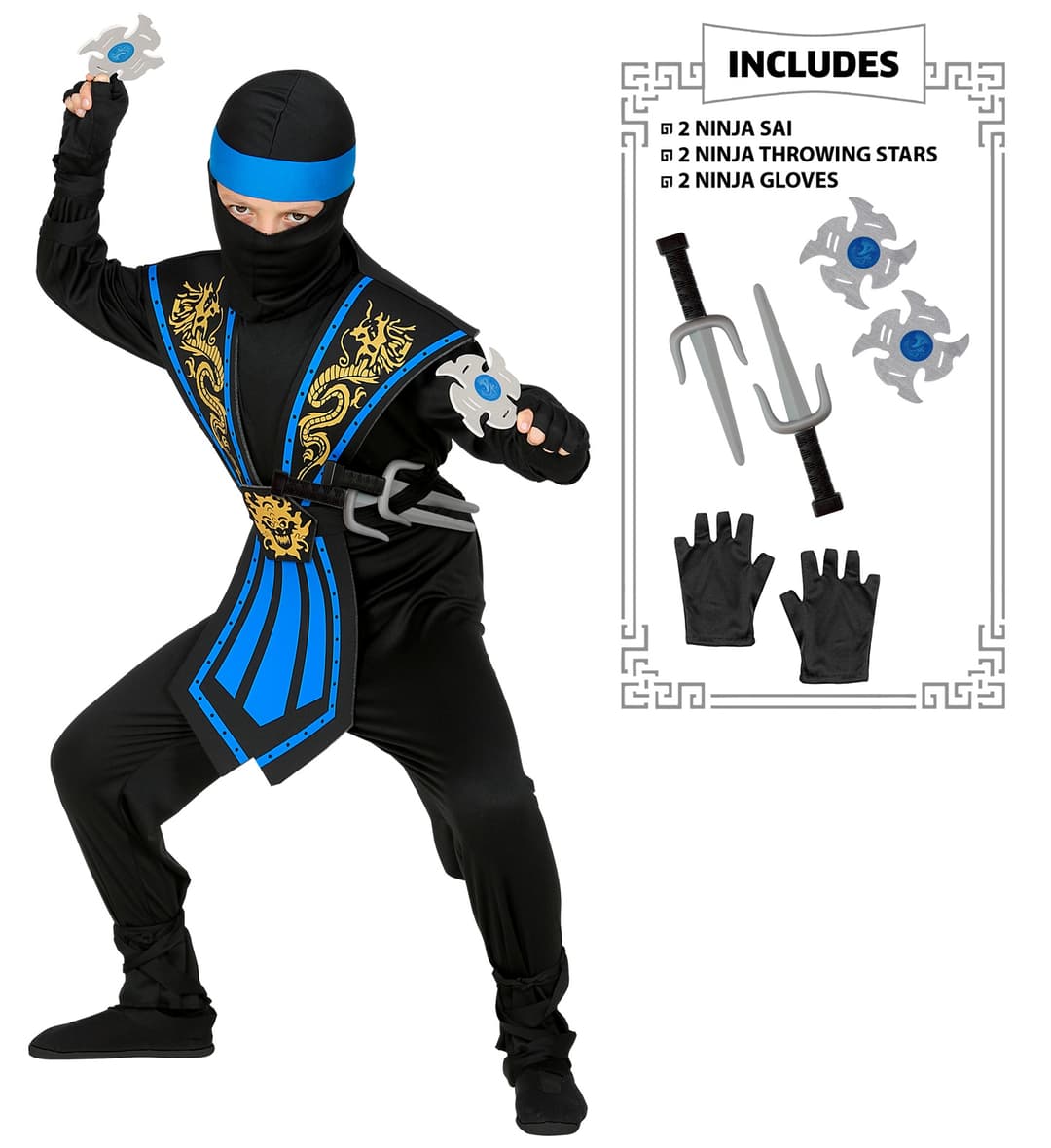 Kék ninja jelmez 116-os