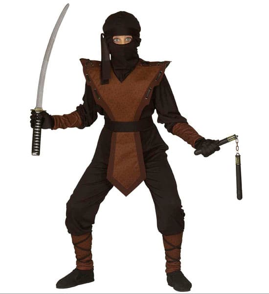 Barna ninja jelmez 128-as