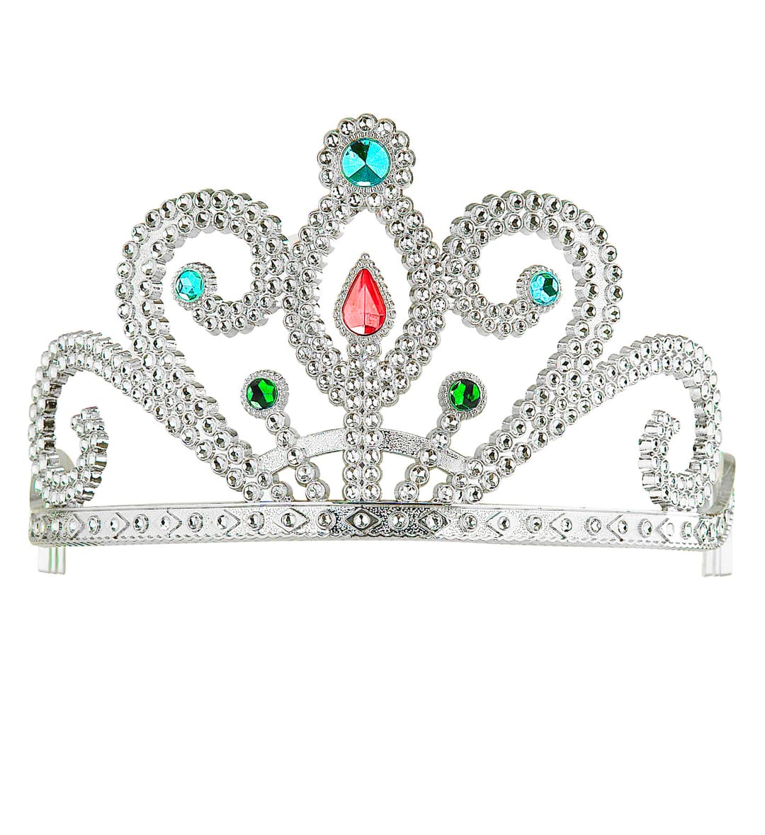 Ezüst színű tiara kövekkel
