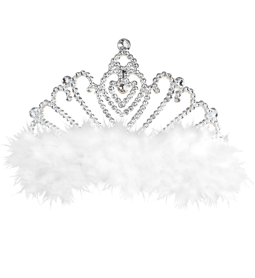 Ezüst színű tiara tollal